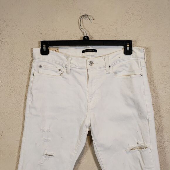 Abercrombie 90s Athletic Skinny Ripped White Jeans Men’s 32x30 Distressed VTGg - Picture 5 of 8